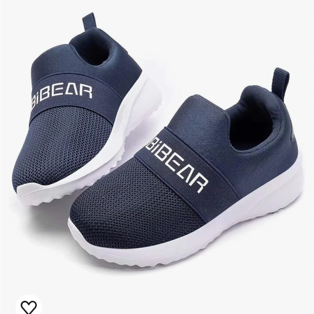 HOBIBEAR slip on boys girls walking running sneakers LIGHTWEIGHT blue white 13.5